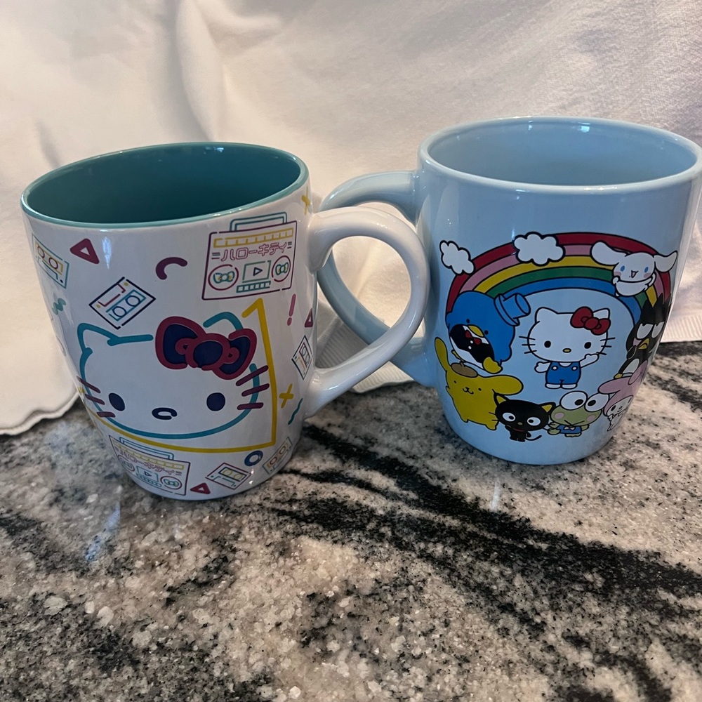 Hello Kitty Light Blue & Teal Ceramic Mug Set 25 oz.‎ Pair.